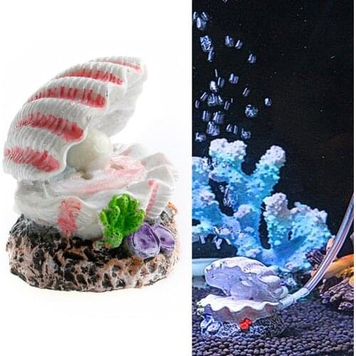 Shell Pearl & Air Stone Aquarium Fish Tank Bubbler Shell Bubbling Ornament Decor