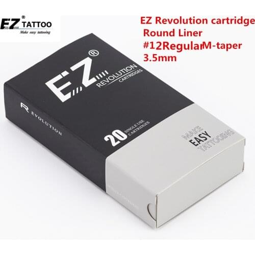 RC1209RLB EZ Revolution Tattoo Needle Cartridges #12 0.35MM Round Liner Medium Taper 3.5mm for Machines and Grips 20 pcs /box