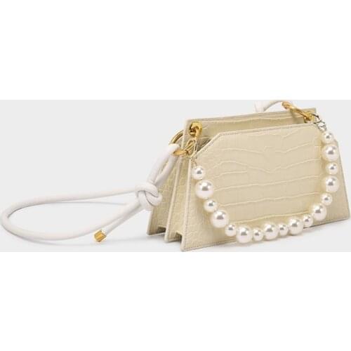 Brand Elegant Women Handbags Luxury Pearl Crocodile Pattern Leather Baguette Armpit Bags Shoulder Tote Handbag Crossbody Bags