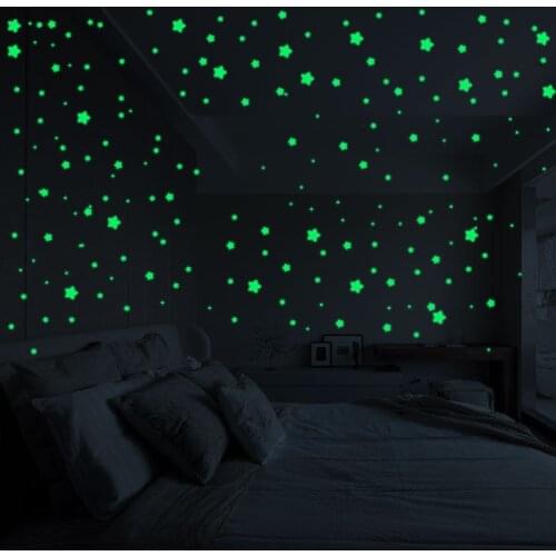 Glow In The Dark Stickers Toys Fluorescent Stars Round Stickers for Night Luminous Toys Gift for Kids Baby Bedroom Decoration