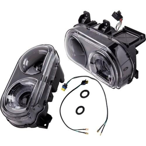 2* LED Black RGB Headlights 2008-2014 For Dodge Challenger Projector