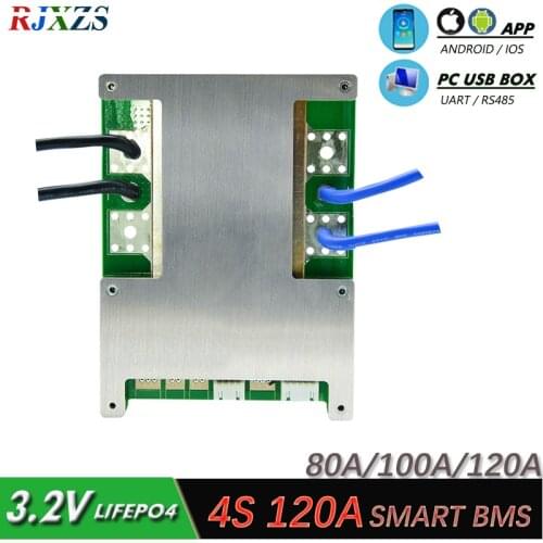4S 40A/60A/80A smart board LiFePO4 BMS/PCM/PCB battery protection board for 4 Packs 18650 Battery w/balance w/APP