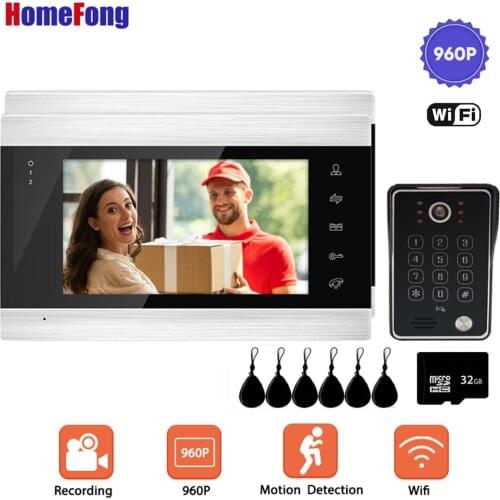HomeFong Wireless Video Intercom Wifi Smart Door Phone Doorbell Camera 960P Motion Detector with Phone Apps Touch Screen Monitor