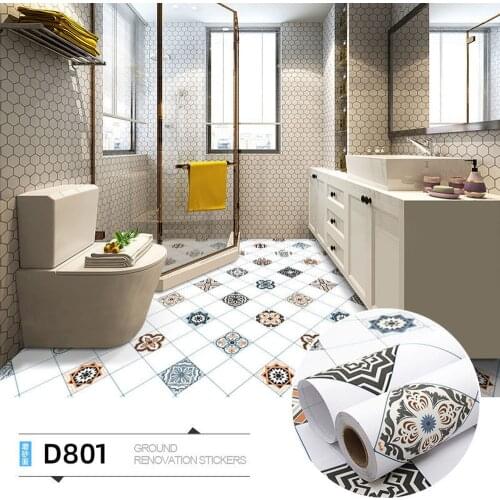 Waterproof Bathroom Thicken Floor Stickers Self Adhesive Wallpaper Living Room Kitchen Tiles Ground Wall Renovation Decors