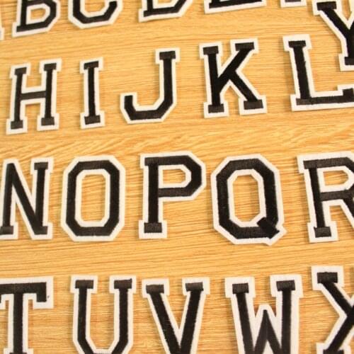A-Z Embroidery Patch English Alphabet Letter Stripes Iron On Patches For Clothing Embroidered Patches On Clothes Badgs Appliques