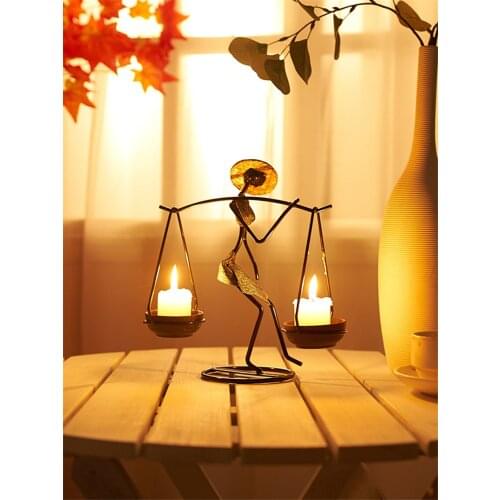Nordic Iron Candle Holder Crafts Vintage Table Candlestick Romantic Wedding Candelabros Creative Home Decoration Accessories