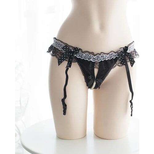 Women Lace Transparent Sexy Suspenders Pole Dance Open Crotch Sexy Garters With Massage Pearl Erotic Lingerie Waist Belt For Sex
