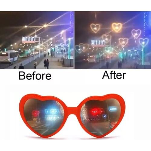Love Heart Shape Special Effect Glasses Watch The Light Change to Flower Shape Heart Shape Fashion Birthday Magic Sun Glasses
