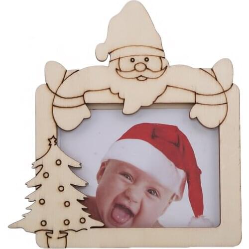 1PCS New Christmas Decorations Mini Wooden Christmas Photo Frame Decorations Photo Ornament For Kids Home Table Decor