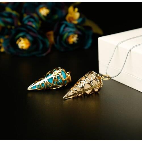 1PC Stylish golden Stylish natural crystal minerals pendulum metal cone pyramid pendulum home decoration aura jewelry
