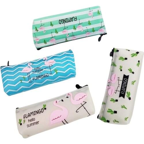 10pcs/lot Cute Flamingos Pencil Bag Cactus Zipper Pencil Case Stationery Material School Supplies Gift Papelaria Criativa