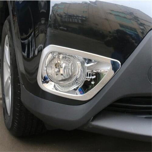 2Pcs/set Exterior Front Car Fog Light Lamp Cover Trim Circle Frame Sequins Chromium Styling For Toyota RAV4 2014 2015