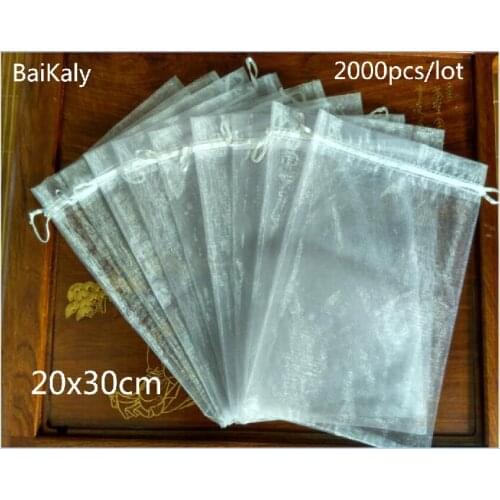 2000pcs 20x30cm Organza bags Jewelry packaging bags Wedding Decoration Gift bag for birthday party Drawstring pouch Storage bag