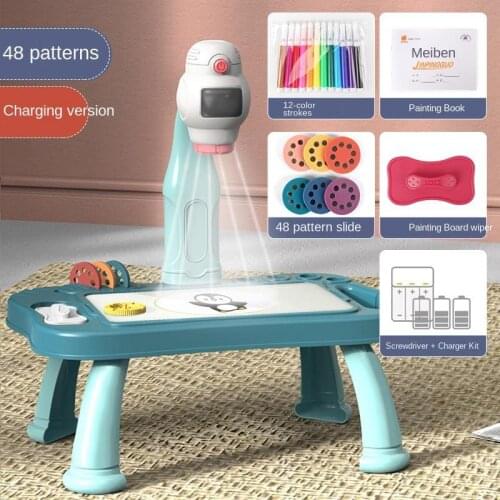 2021 Children Led Projector Art Drawing Table Painting Board Set Kit For Kids Educational Learning Painting Tools Art Toys Gifts