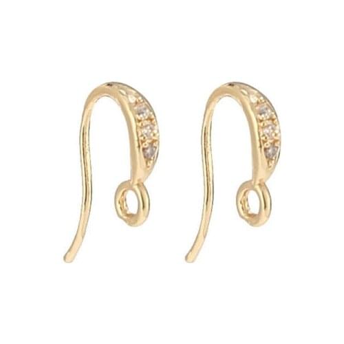 4pcs/lot Gold Plated Brass With Zircon Earrings Hook Connectors Pendants For DIY Jewelry Making Findings Accessories