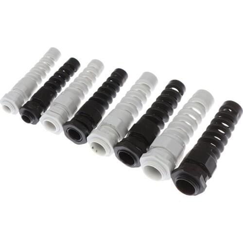 5 x IP67 Waterproof M12/M16/M18/M20 Cable Gland Connector Plastic Flex Spiral Strain Relief Protector For 3-12mm Wire Thread