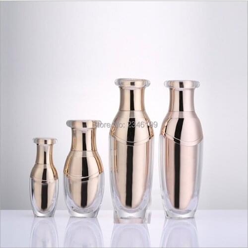 Acrylic Cream Jar 50g Rose Gold Lotion Pump Bottle Emulsion 100ml Empty Cosmetic Packaging Container 6pcs