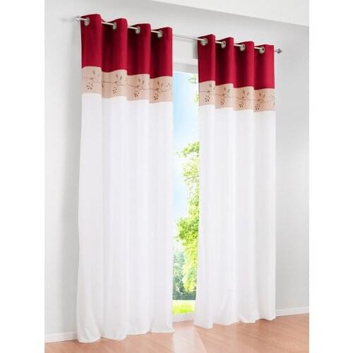 Bamboo Fabric Embroidered Spliced Microfiber Curtains Tulle for Bedroom Red Roman Curtain in Living Room Kitchen for Bedroom