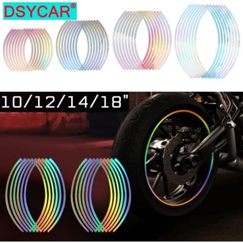DSYCAR 1Set Motorcycle Wheel Decal Tape Sticker Tire Decals Reflective Rims Stripe DIY Car Decoration Tools