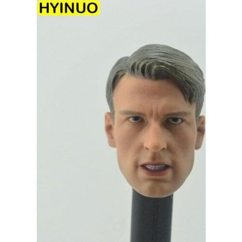 1/6 Scale Super Hero Muscular Man Male Captain Chris Evans Open Mouth Version Head Sculpt Headplay f HT 12" Action Figure Body