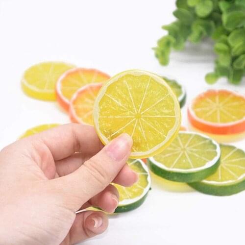 30 Pieces Artificial Plastic Lemon Slices Realistic Simulation Lemon Decorative Fake Fruit Wedding Ornament