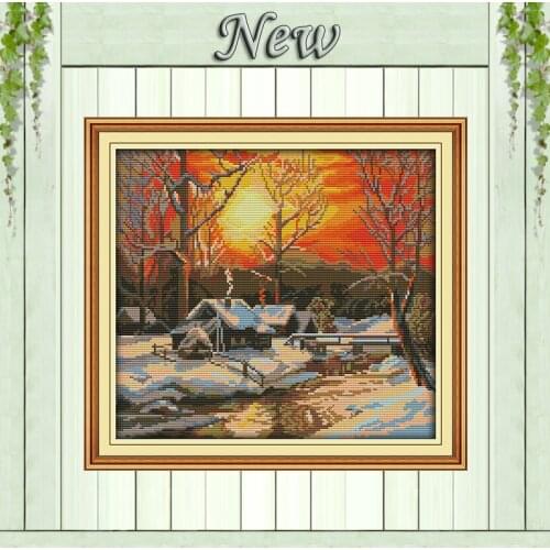 The winter morning scenery painting counted printed on canvas DMC 11CT 14CT kits chinese Cross Stitch embroidery needlework Sets