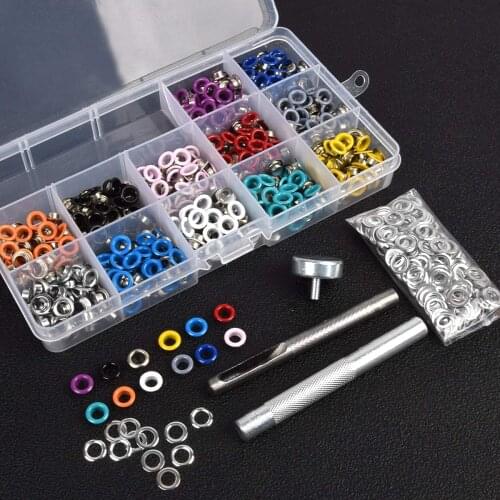 Grommet Kit 540pcs 3/16 Inch Multi-Color Metal Eyelets Grommets Set with 3 Setting Tools for Clothes Leather Crafts DIY Projects