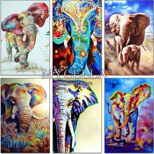 Colorful Elephant,Full,Diamond Embroidery,Art,Animal,Diamond Painting,Diamond Mosaic,Needlework,Crafts,Christmas,Gift,Home Decor