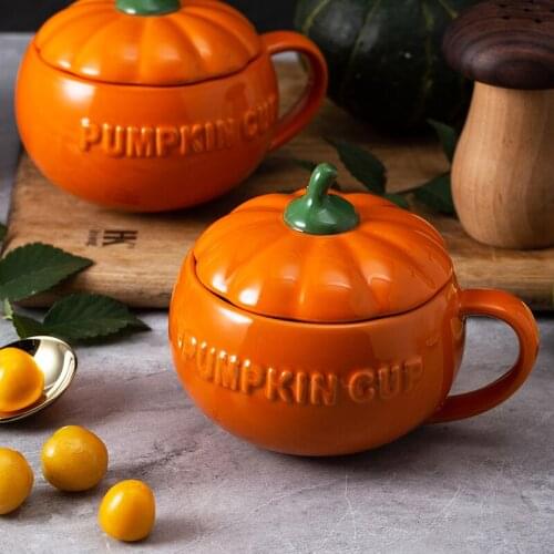 Creative Ceramics Mugs Pumpkin Cup Milk Water Cup Breakfast Bowl Dessert Oatmeal Bowl Ypgurt Cup Halloween Gift Novelty Gifts