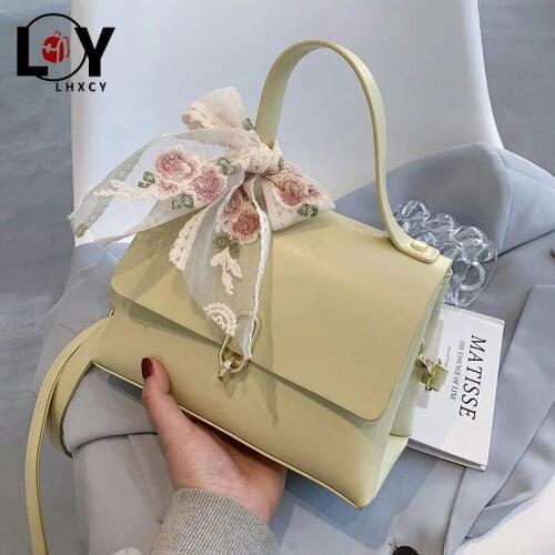LHXCY High Quality Pu Leather Clamshell Travel Crossbody Bag Solid Color Travel Scarf Decoration Handbags Fashion Bags For Women