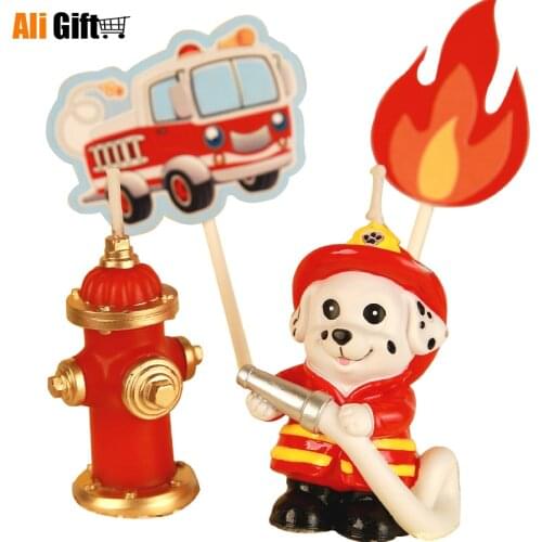 Cute Spotted Dog Children Birthday Candle Puppy Zodiac Candle Creative Cake Decoration Fire Brigade Flame Firemen Candle Decor