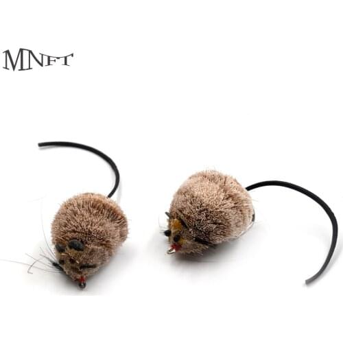 MNFT 1Pcs Fishing Fly Floating Rat Baits Deer Hair Bass Bug Mouse Rat with Weed Guard Hook #1/0 Trout Bass Pike Fishing Fly Bai