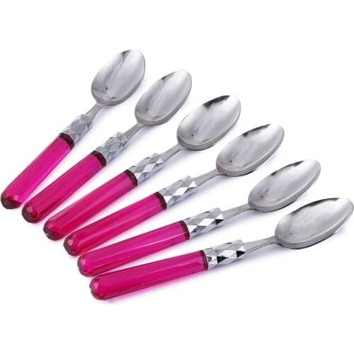 Pink Color 6'LI Platinum Spoon Set