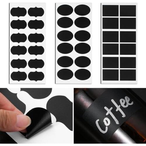 60pcs/set Waterproof Chalkboard Kitchen Spice Label Stickers Home Jam Jar Bottle Tags Blackboard Labels Stickers With Marker Pen