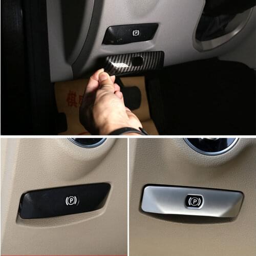 Car Carbon Fiber texture Center Control P Button Brake Switch Cover Frame Sticker Trim For Mercedes Benz C Class W204 2008- 2014