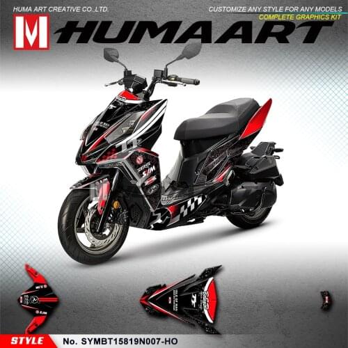 HUMAART Scooter Bike Stickers Motorcycle Décor Kit for SYM DRG BT 158 2019 2020, Black Red