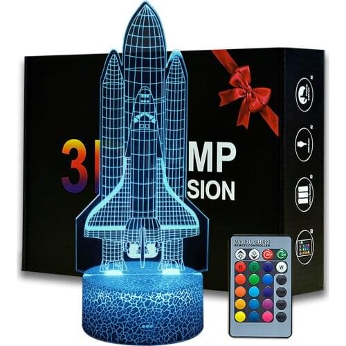 3D Illusion Night Light US Spaceship Pattern Desk Lamp Kids Bedside Lighting For Home Room Decor Dropshipping Stuff