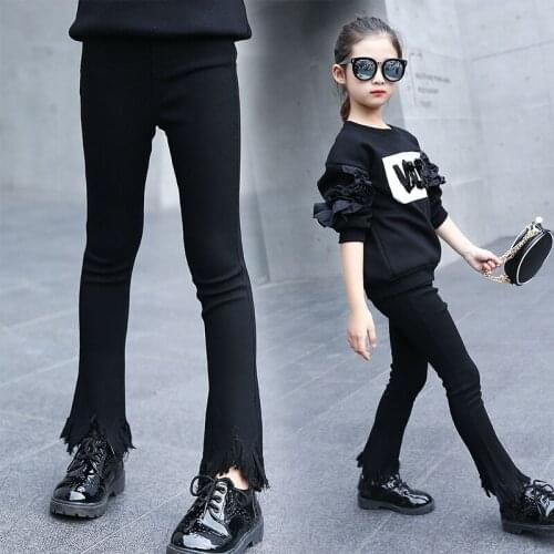 2017 new spring autumn Girls Kids Thick plus tassel casual pants comfortable cute baby Clothes Children Clothing 25W