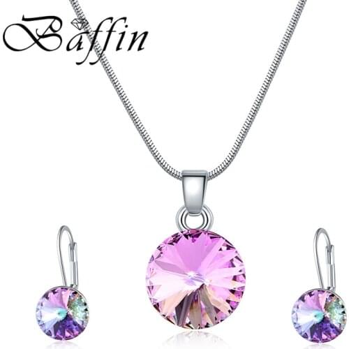 BAFFIN Original Crystals From SWAROVSKI Bella Jewelry Sets Round Pendant Necklaces Drop Earrings For Women Wedding Party 2019
