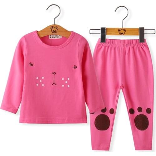 Cartoon Print Pajamas Sets Girls Cotton Children Clothes Spring Little Girls Sleepwear Pajamas Kids Girls Pyjamas Nightwear