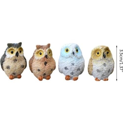 R7RC Miniature Resin Night Owl Figurine Fairy Garden Mini Animal Statue Toy for Micro Landscape Plant Pots Moss Terrarium Bonsai