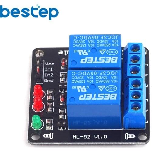 20pcs Black 2 Channel Relay Module 5V lamp Low level for SCM Household Appliance Control