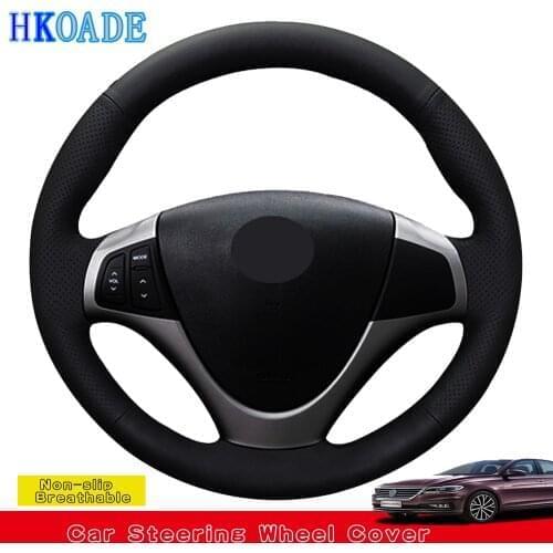 DIY Hand-stitched Black Soft Artificial Leather Car Accessories Steering Wheel Cover For Hyundai I30 2008 2009 2010 FD