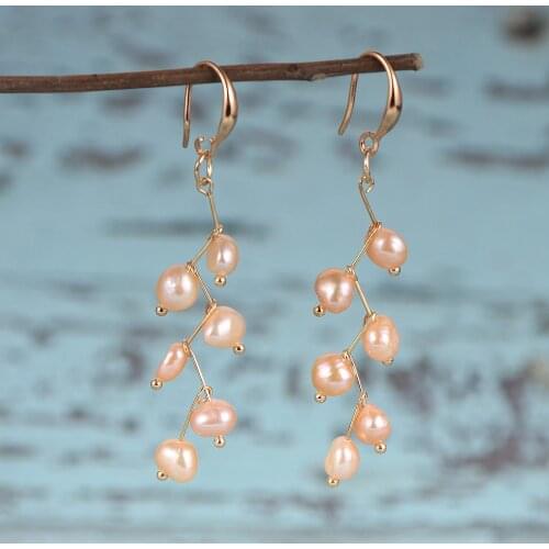 Natural Freshwater Pearl Dangle Earrings For Women Korean Fashion Irregular Baroque Pearl Long Tassel Drop Earring New Jewelry