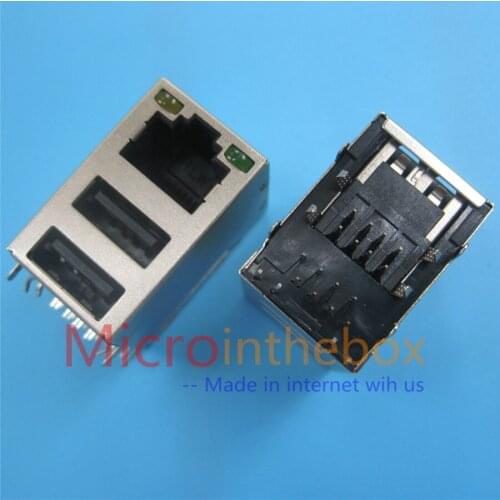 RJ45 network connector with USB port for computer mother board network and usb connector repair 100M CAT5 CAT6 1000M 1Gb plug