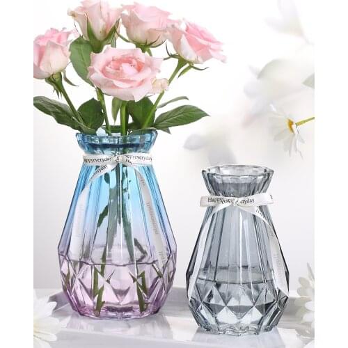 Nordic style glass vase living room table decoration accessories flower vases for homes ikebana vase room decor aesthetic