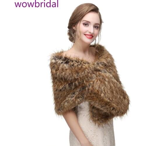 WOWBRIDAL Warm Faux Fur Winter Bridal Cape Wedding Cloaks Party Wraps Jacket Wrap Boleros De Encaje Boleros De Mujer