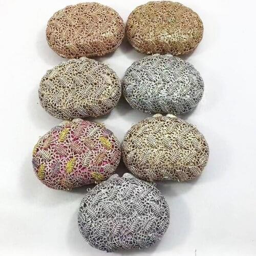 XIYUAN Champagne/Gold/Silver 7 Colors Crystal Leaves Evening Clutches Fashion Oval Shape Women’s Party Wedding Shoulder Purse