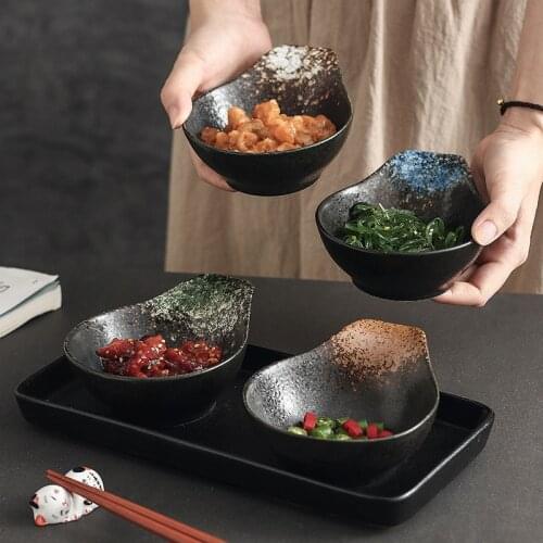 LingAo Japanese ceramic dip plate flavor plate household dumplings sushi snacks dish hot pot bowl seasoning bowl soy sauce sauc