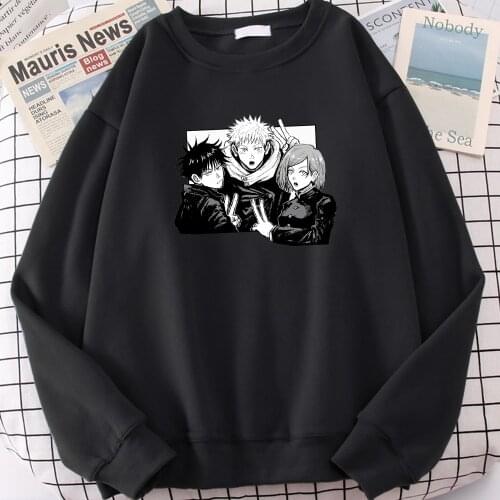 Yuji Itadori jujutsu kaisen Print Men Hoodie Winter Fashion Clothing Cartoon Sweatshirts Crewneck Fleece Pullover Hoodies Unisex